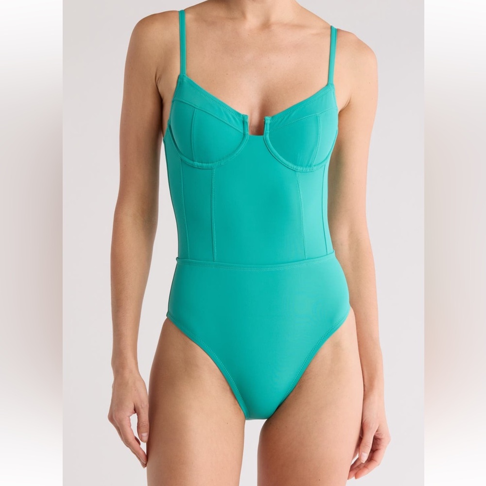 Solid and Striped Veronica Teal One-Piece Swimsuit XL